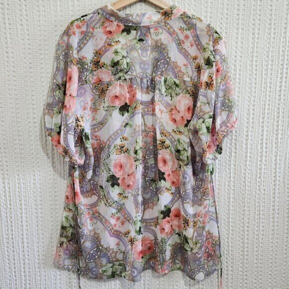 Torrid Vintage Plus Size Victorian Peasant Style Floral Pleated Blouse Size 2X - Picture 2 of 16